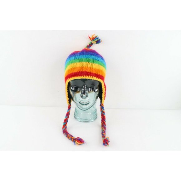 Vintage 90s Streetwear Pride Rainbow Striped Wool Knit Winter Beanie Hat Cap S main image 8